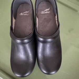 Dansko Black Leather Mules